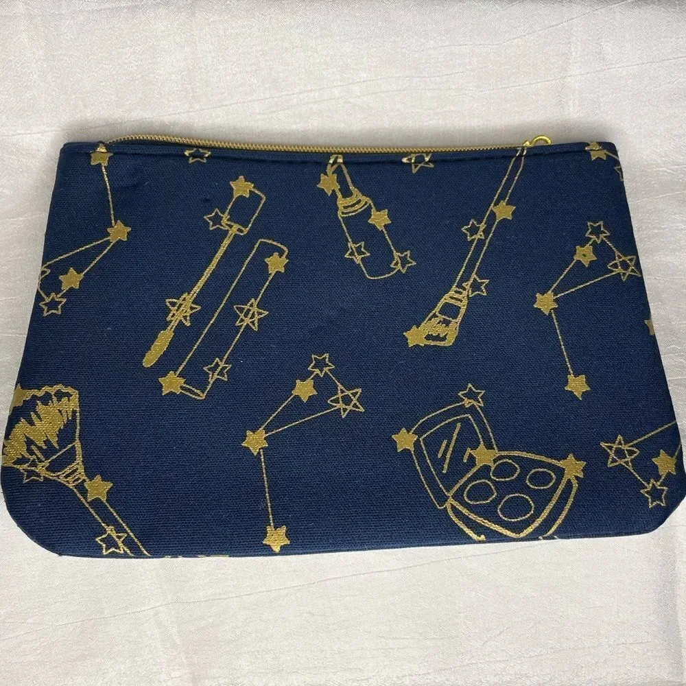 Ipsy 2 bags, Purple With Black Hearts and Constellation Blue With Gold Stars